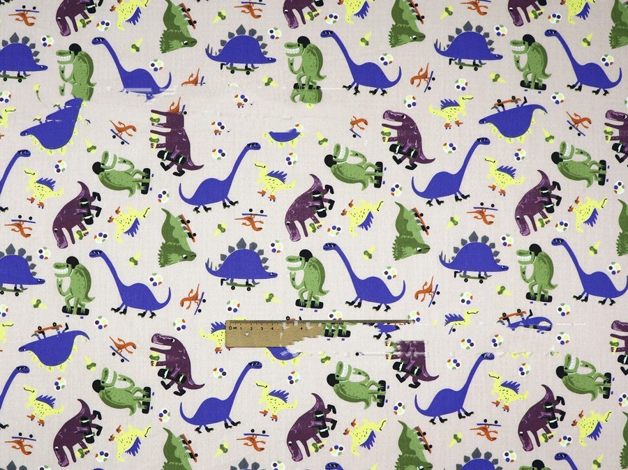HKM-190483 Dinosaur Print Cotton Twill Pillow Cover for Kids' Bedding and Curtains