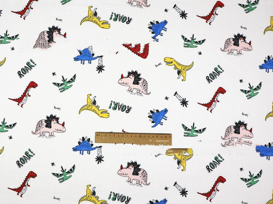 HKM-190483 Dinosaur Print Cotton Twill Pillow Cover for Kids' Bedding and Curtains