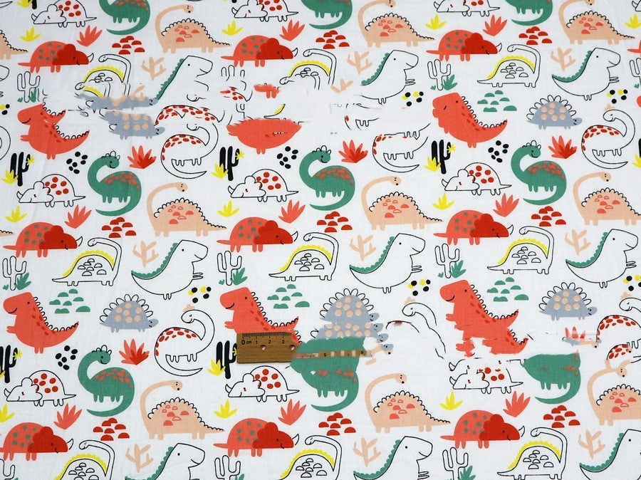HKM-190483 Dinosaur Print Cotton Twill Pillow Cover for Kids' Bedding and Curtains