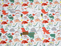 HKM-190483 Dinosaur Print Cotton Twill Pillow Cover for Kids' Bedding and Curtains
