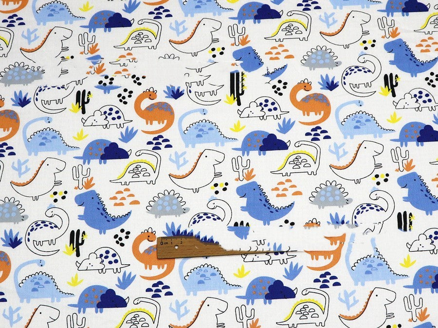 HKM-190483 Dinosaur Print Cotton Twill Pillow Cover for Kids' Bedding and Curtains
