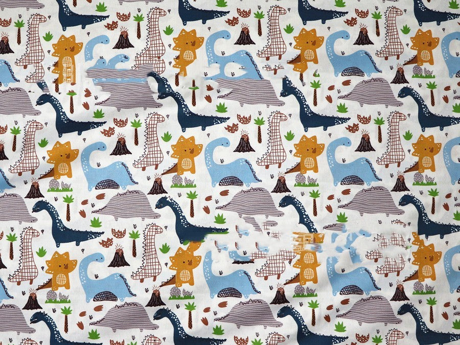 HKM-190483 Dinosaur Print Cotton Twill Pillow Cover for Kids' Bedding and Curtains