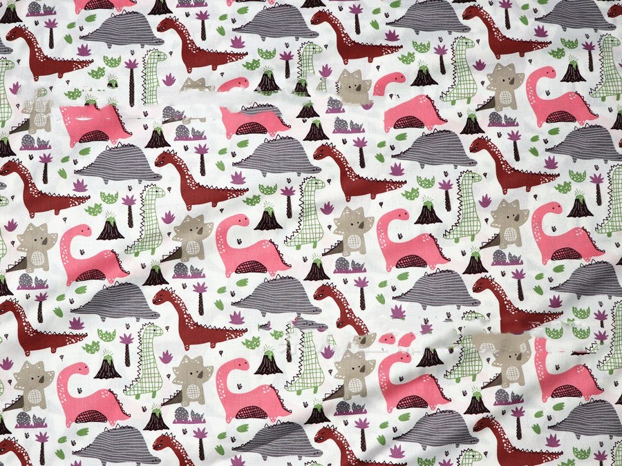 HKM-190483 Dinosaur Print Cotton Twill Pillow Cover for Kids' Bedding and Curtains