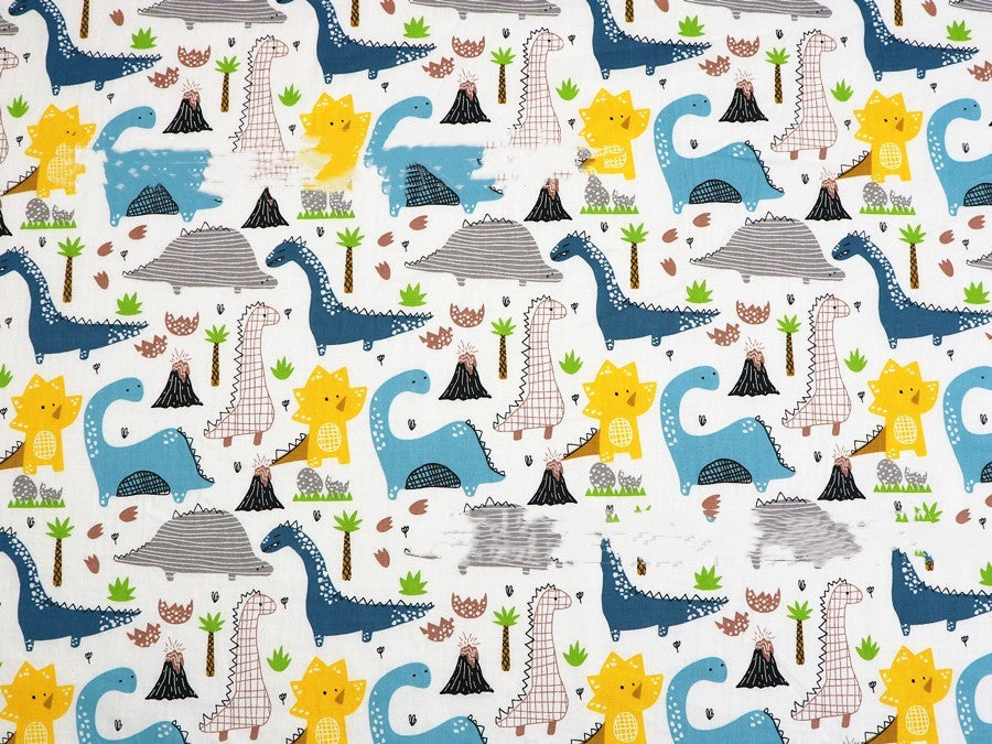 HKM-190483 Dinosaur Print Cotton Twill Pillow Cover for Kids' Bedding and Curtains
