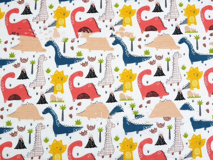 HKM-190483 Dinosaur Print Cotton Twill Pillow Cover for Kids' Bedding and Curtains