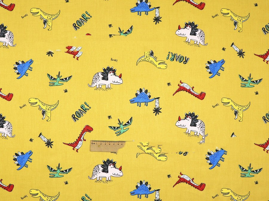 HKM-190483 Dinosaur Print Cotton Twill Pillow Cover for Kids' Bedding and Curtains