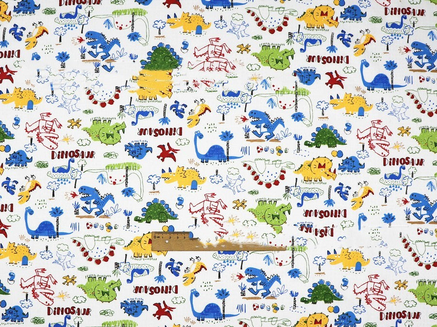 HKM-190483 Dinosaur Print Cotton Twill Pillow Cover for Kids' Bedding and Curtains