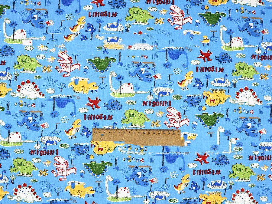 HKM-190483 Dinosaur Print Cotton Twill Pillow Cover for Kids' Bedding and Curtains