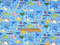 HKM-190483 Dinosaur Print Cotton Twill Pillow Cover for Kids' Bedding and Curtains