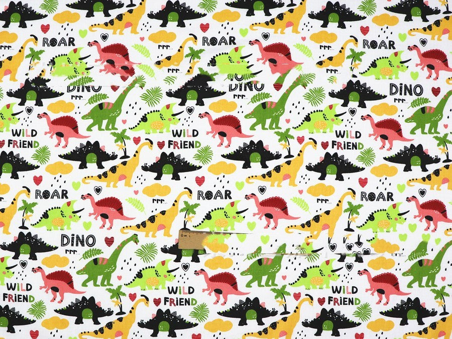 HKM-190483 Dinosaur Print Cotton Twill Pillow Cover for Kids' Bedding and Curtains