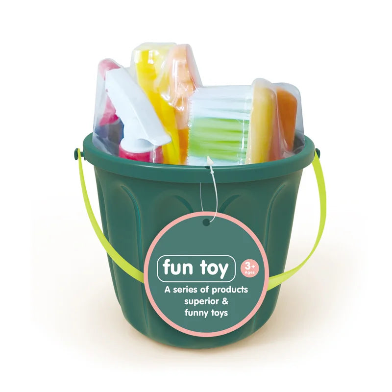 KTX-190483 Kids Cleaning Set - Pretend Play Broom Mop Brush for Preschool Ages 0 to 7 Years