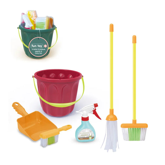 KTX-190483 Kids Cleaning Set - Pretend Play Broom Mop Brush for Preschool Ages 0 to 7 Years