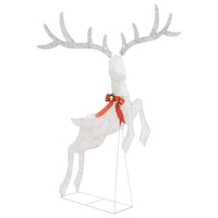 HKM-190611 Cool White LED Flying Reindeer Christmas Decoration with 120 Lights and Bow, Durable Textile Fabric, 105 x 70 x 145 cm