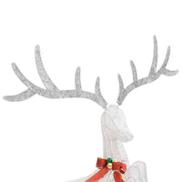 HKM-190611 Cool White LED Flying Reindeer Christmas Decoration with 120 Lights and Bow, Durable Textile Fabric, 105 x 70 x 145 cm
