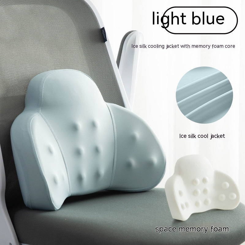 HKM-190611 Ice Silk Lumbar Support Pillow with Memory Foam - Office Chair Comfort