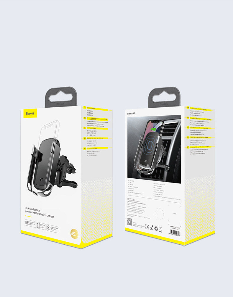 HKM-190867 Intelligent Infrared Gravity-Sensing Car Air Vent Mount with Wireless Charging for Smartphones 4.5-6.5 Inches