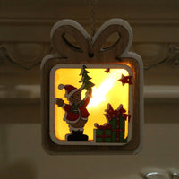 HKM-190931 Polychromatic Luminescent Wood Pendant - Bell, Star, Christmas Tree, and Gift Bag Styles
