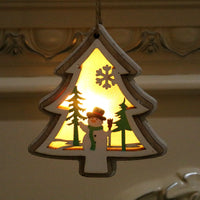 HKM-190931 Polychromatic Luminescent Wood Pendant - Bell, Star, Christmas Tree, and Gift Bag Styles