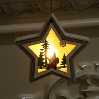 HKM-190931 Polychromatic Luminescent Wood Pendant - Bell, Star, Christmas Tree, and Gift Bag Styles