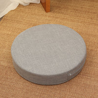 HKM-191123 Embroidered Cotton and Linen Round Cushion Mat, 40cm Diameter, 6cm Thickness