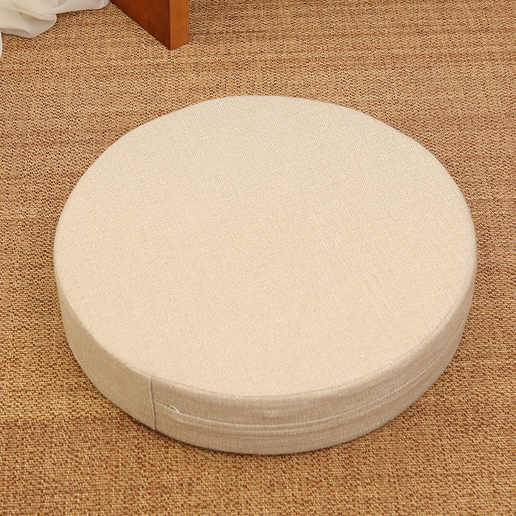 HKM-191123 Embroidered Cotton and Linen Round Cushion Mat, 40cm Diameter, 6cm Thickness