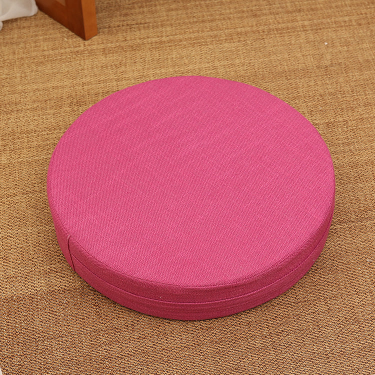 HKM-191123 Embroidered Cotton and Linen Round Cushion Mat, 40cm Diameter, 6cm Thickness