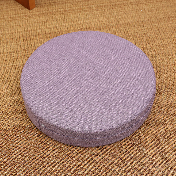 HKM-191123 Embroidered Cotton and Linen Round Cushion Mat, 40cm Diameter, 6cm Thickness