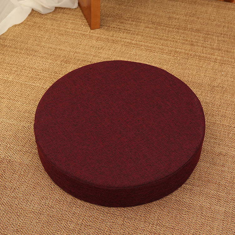 HKM-191123 Embroidered Cotton and Linen Round Cushion Mat, 40cm Diameter, 6cm Thickness