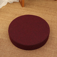HKM-191123 Embroidered Cotton and Linen Round Cushion Mat, 40cm Diameter, 6cm Thickness