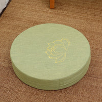 HKM-191123 Embroidered Cotton and Linen Round Cushion Mat, 40cm Diameter, 6cm Thickness