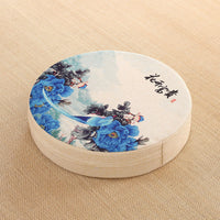 HKM-191123 Embroidered Cotton and Linen Round Cushion Mat, 40cm Diameter, 6cm Thickness