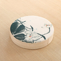 HKM-191123 Embroidered Cotton and Linen Round Cushion Mat, 40cm Diameter, 6cm Thickness