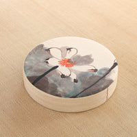 HKM-191123 Embroidered Cotton and Linen Round Cushion Mat, 40cm Diameter, 6cm Thickness