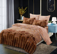 HKM-191123 Gilt Line Geometric Elements Quilt Cover Set - Polyester Bedding with Plain Jacquard Design