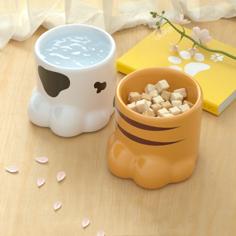 HKM-191315 High Neck Ceramic Cat and Dog Bowl with Large Capacity and Spine Support