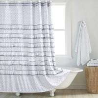 HKM-191507 Thickened Polyester Shower Curtain with Floral Edge and Lace Trim in Various Sizes