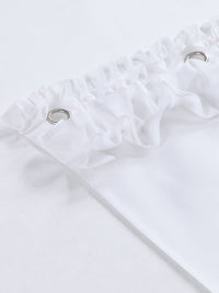 HKM-191507 Thickened Polyester Shower Curtain with Floral Edge and Lace Trim in Various Sizes