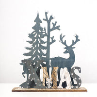 HKM-191571 Three-Dimensional Wooden Elk Letter Christmas Ornaments - Large & Small Sizes Available