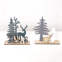 HKM-191571 Three-Dimensional Wooden Elk Letter Christmas Ornaments - Large & Small Sizes Available