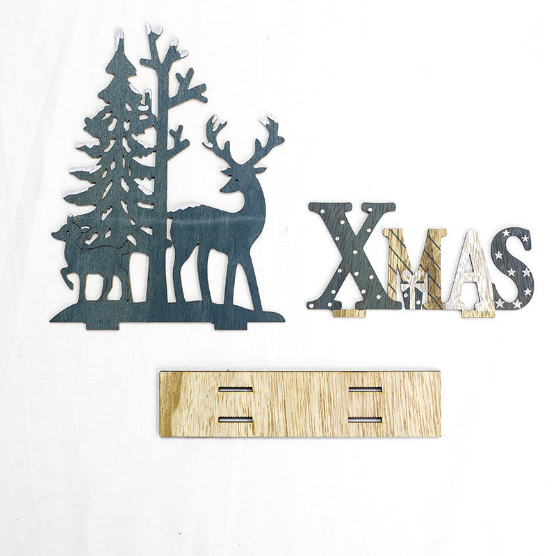 HKM-191571 Three-Dimensional Wooden Elk Letter Christmas Ornaments - Large & Small Sizes Available