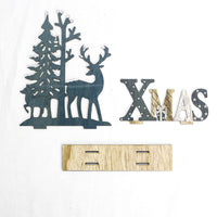 HKM-191571 Three-Dimensional Wooden Elk Letter Christmas Ornaments - Large & Small Sizes Available