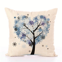HKM-191635 Linen Pillow Cover with Money Tree Design - Simple Modern Cushion, 40x40cm