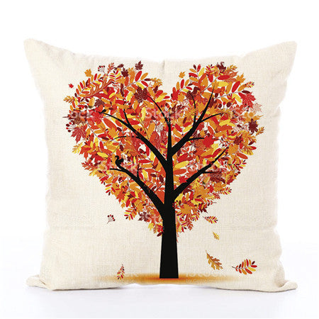 HKM-191635 Linen Pillow Cover with Money Tree Design - Simple Modern Cushion, 40x40cm