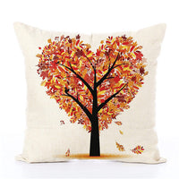 HKM-191635 Linen Pillow Cover with Money Tree Design - Simple Modern Cushion, 40x40cm