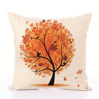 HKM-191635 Linen Pillow Cover with Money Tree Design - Simple Modern Cushion, 40x40cm