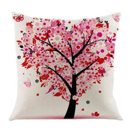 HKM-191635 Linen Pillow Cover with Money Tree Design - Simple Modern Cushion, 40x40cm