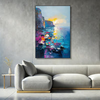 HKM-191891 Handmade Abstract Mediterranean Oil Painting on Canvas - Unstretched Wall Art for Home Decor