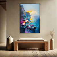 HKM-191891 Handmade Abstract Mediterranean Oil Painting on Canvas - Unstretched Wall Art for Home Decor