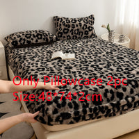HKM-191955 Class A Thickened Thermal Velvet Bedspread with Plant and Flower Pattern - Milk Fiber Fitted Sheet Set