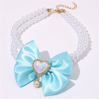 HKM-191955 Heart-Shaped Pearl Pet Necklace in Multiple Colors for Casual Wear